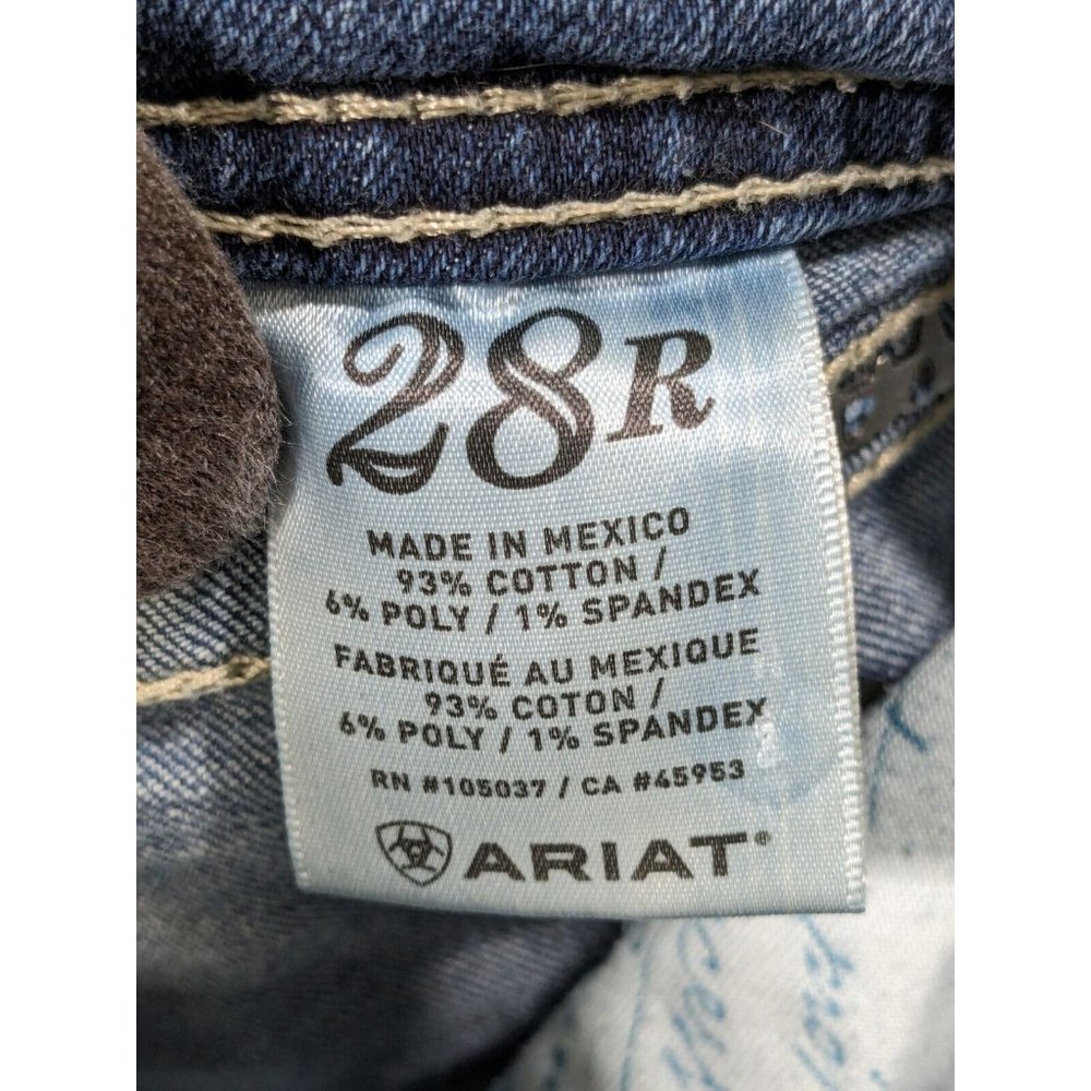 Ariat Jeans Womens 28 Turquoise Whipstitch Boot Flap Pockets Western Blue - Picture 4 of 16